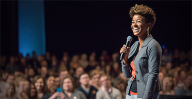 Woman speaking to audience